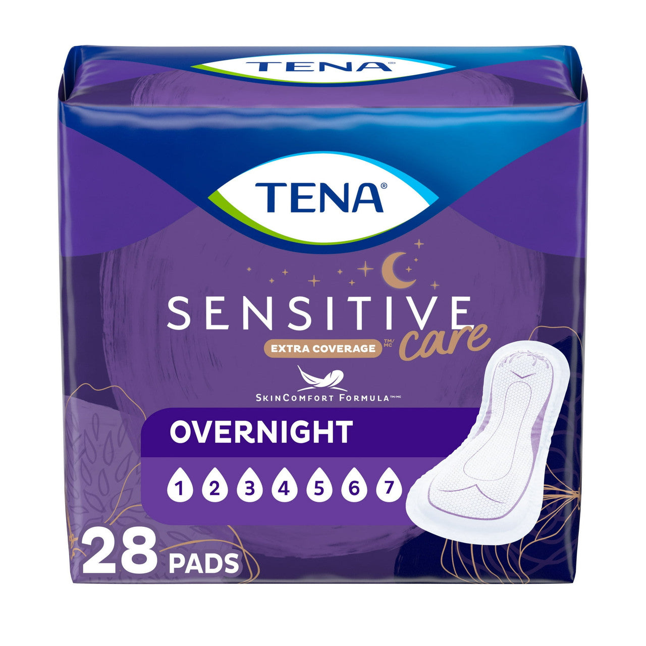 Tena Incontinence Overnight Absorbency Pads For Woman, Long, 28 Ea